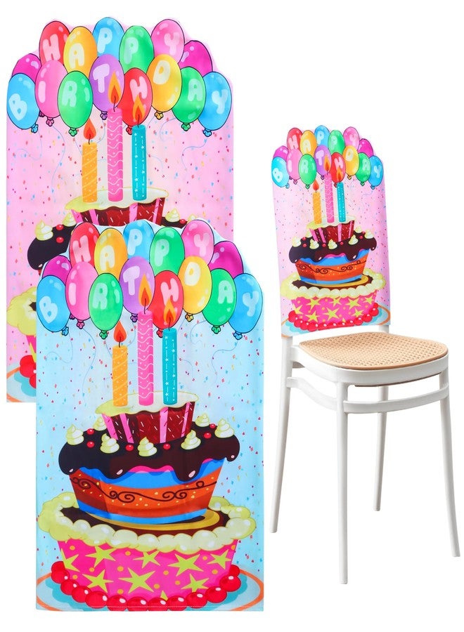 Sozize 2 PCS Birthday Chair Cover Classroom Seat Covers Colorful Happy Birthday Seat Decor for Home School Office, 24” x 19” (Blue, Pink) - Image 1
